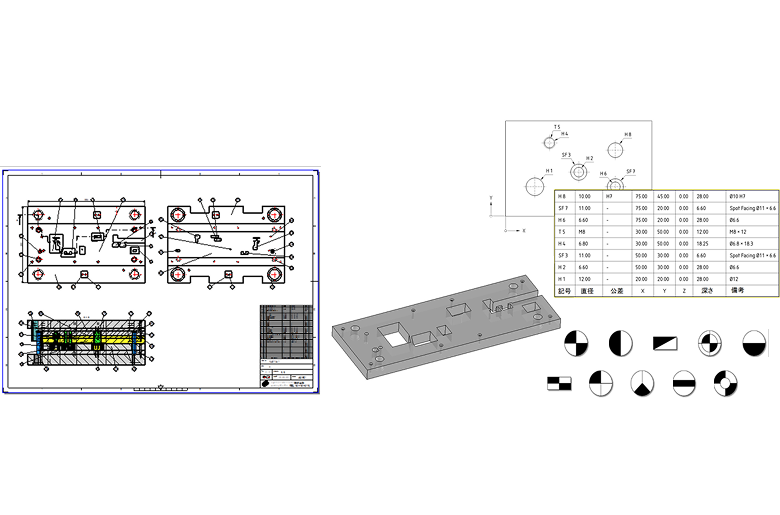 3次元金型構造モデルと
連動した金型構造図面を作成